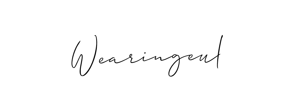 Use a signature maker to create a handwritten signature online. With this signature software, you can design (Allison_Script) your own signature for name Wearingeul. Wearingeul signature style 2 images and pictures png