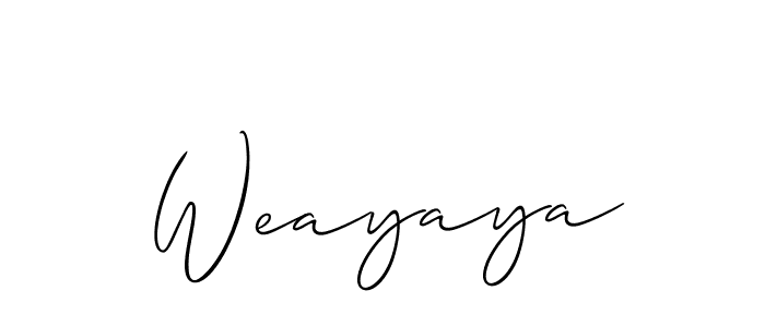It looks lik you need a new signature style for name Weayaya. Design unique handwritten (Allison_Script) signature with our free signature maker in just a few clicks. Weayaya signature style 2 images and pictures png