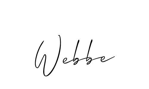 The best way (Allison_Script) to make a short signature is to pick only two or three words in your name. The name Webbe include a total of six letters. For converting this name. Webbe signature style 2 images and pictures png