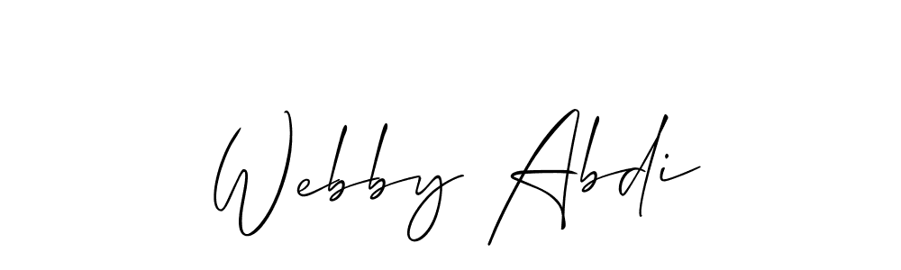 Similarly Allison_Script is the best handwritten signature design. Signature creator online .You can use it as an online autograph creator for name Webby Abdi. Webby Abdi signature style 2 images and pictures png