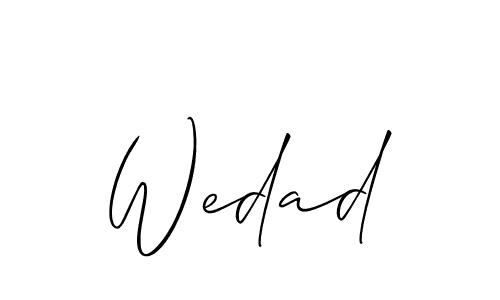 The best way (Allison_Script) to make a short signature is to pick only two or three words in your name. The name Wedad include a total of six letters. For converting this name. Wedad signature style 2 images and pictures png