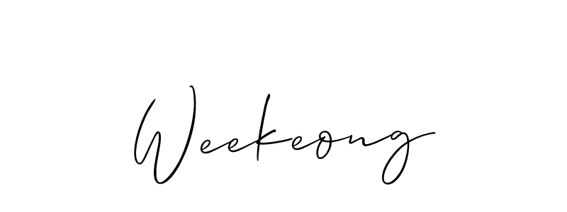 Make a beautiful signature design for name Weekeong. With this signature (Allison_Script) style, you can create a handwritten signature for free. Weekeong signature style 2 images and pictures png
