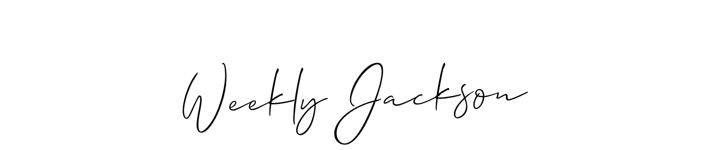 It looks lik you need a new signature style for name Weekly Jackson. Design unique handwritten (Allison_Script) signature with our free signature maker in just a few clicks. Weekly Jackson signature style 2 images and pictures png