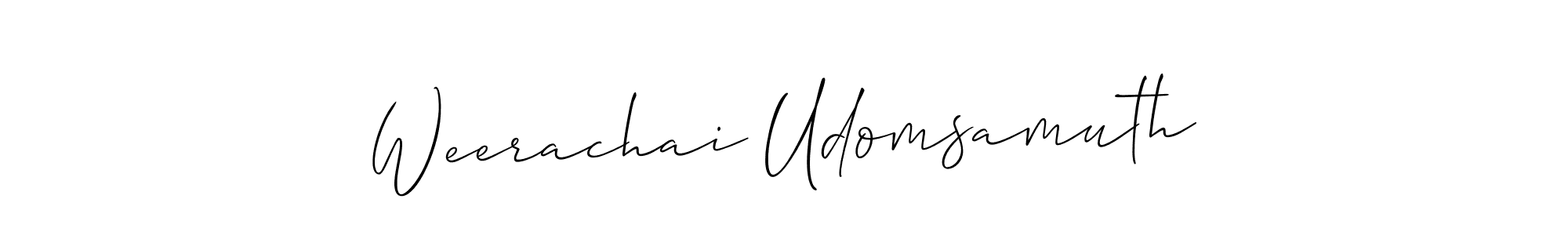 How to Draw Weerachai Udomsamuth signature style? Allison_Script is a latest design signature styles for name Weerachai Udomsamuth. Weerachai Udomsamuth signature style 2 images and pictures png