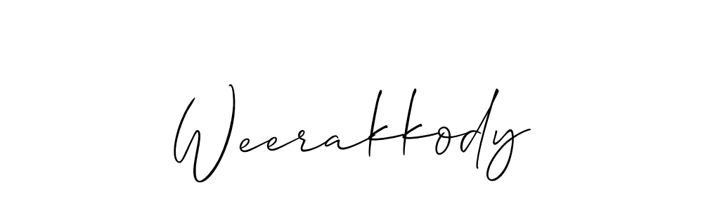 Use a signature maker to create a handwritten signature online. With this signature software, you can design (Allison_Script) your own signature for name Weerakkody. Weerakkody signature style 2 images and pictures png