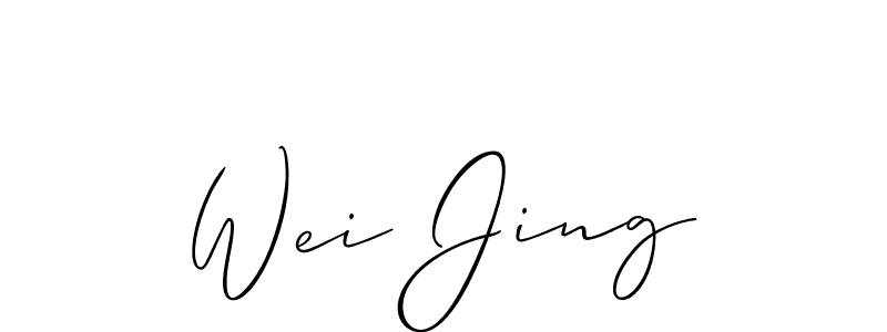 The best way (Allison_Script) to make a short signature is to pick only two or three words in your name. The name Wei Jing include a total of six letters. For converting this name. Wei Jing signature style 2 images and pictures png