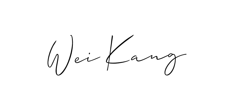 How to make Wei Kang name signature. Use Allison_Script style for creating short signs online. This is the latest handwritten sign. Wei Kang signature style 2 images and pictures png