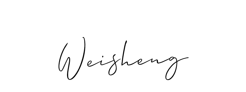 The best way (Allison_Script) to make a short signature is to pick only two or three words in your name. The name Weisheng include a total of six letters. For converting this name. Weisheng signature style 2 images and pictures png