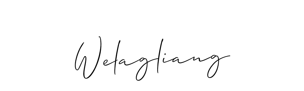 Make a short Welagliang signature style. Manage your documents anywhere anytime using Allison_Script. Create and add eSignatures, submit forms, share and send files easily. Welagliang signature style 2 images and pictures png
