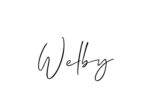 Allison_Script is a professional signature style that is perfect for those who want to add a touch of class to their signature. It is also a great choice for those who want to make their signature more unique. Get Welby name to fancy signature for free. Welby signature style 2 images and pictures png