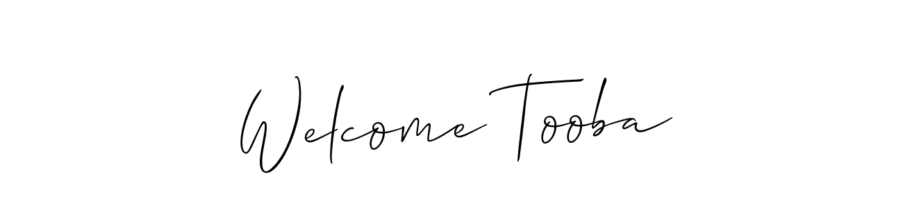 Allison_Script is a professional signature style that is perfect for those who want to add a touch of class to their signature. It is also a great choice for those who want to make their signature more unique. Get Welcome Tooba name to fancy signature for free. Welcome Tooba signature style 2 images and pictures png