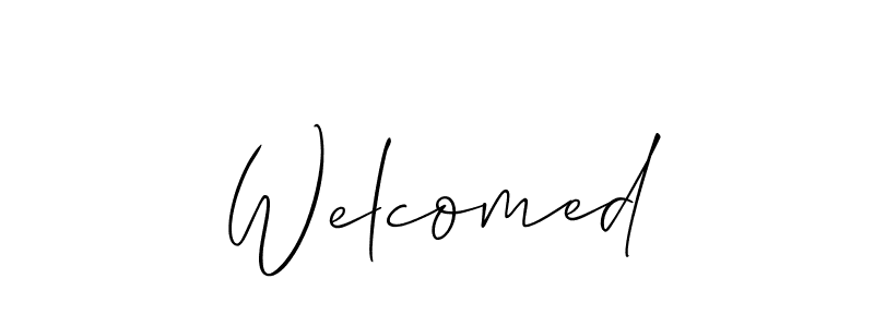Similarly Allison_Script is the best handwritten signature design. Signature creator online .You can use it as an online autograph creator for name Welcomed. Welcomed signature style 2 images and pictures png