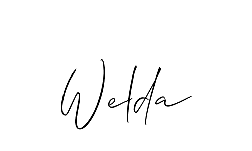 Use a signature maker to create a handwritten signature online. With this signature software, you can design (Allison_Script) your own signature for name Welda. Welda signature style 2 images and pictures png