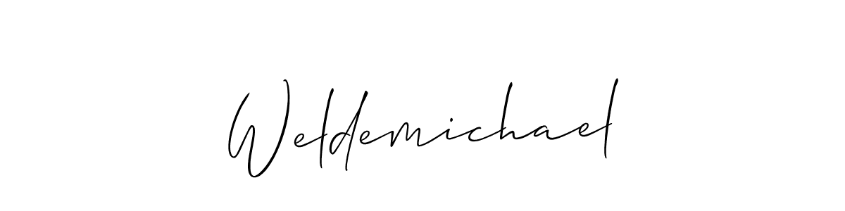 Make a beautiful signature design for name Weldemichael. With this signature (Allison_Script) style, you can create a handwritten signature for free. Weldemichael signature style 2 images and pictures png