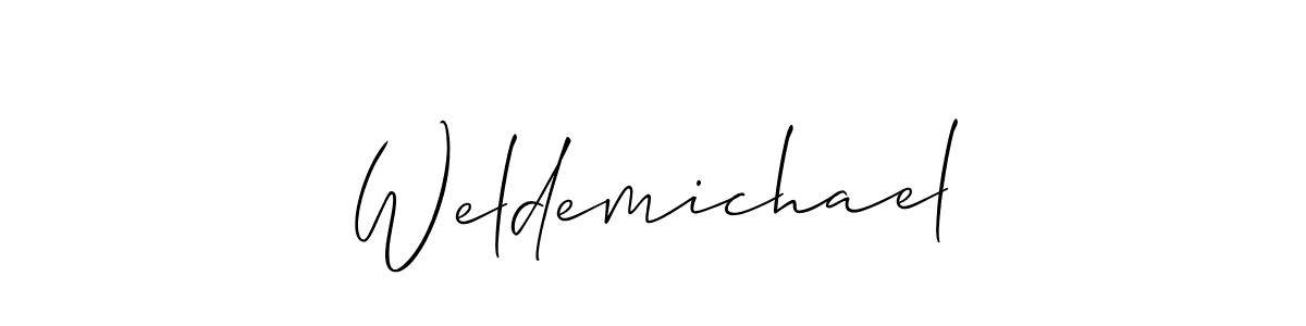 Make a beautiful signature design for name Weldemichael. With this signature (Allison_Script) style, you can create a handwritten signature for free. Weldemichael signature style 2 images and pictures png