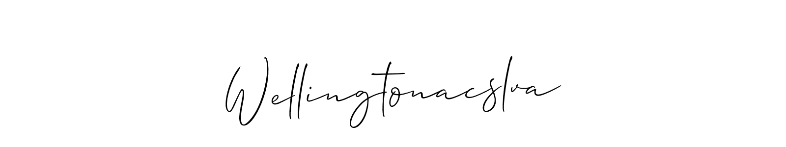 The best way (Allison_Script) to make a short signature is to pick only two or three words in your name. The name Wellingtonacslva include a total of six letters. For converting this name. Wellingtonacslva signature style 2 images and pictures png