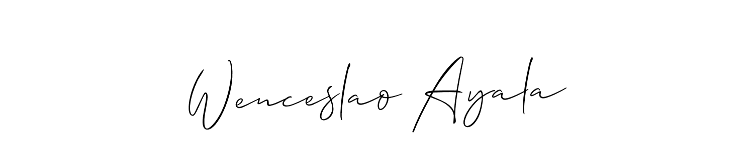 This is the best signature style for the Wenceslao Ayala name. Also you like these signature font (Allison_Script). Mix name signature. Wenceslao Ayala signature style 2 images and pictures png
