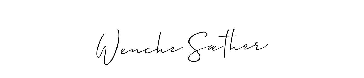 Make a beautiful signature design for name Wenche Sæther. With this signature (Allison_Script) style, you can create a handwritten signature for free. Wenche Sæther signature style 2 images and pictures png