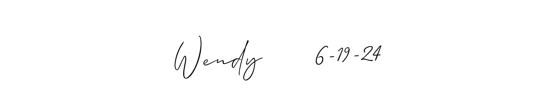 Similarly Allison_Script is the best handwritten signature design. Signature creator online .You can use it as an online autograph creator for name Wendy      6-19-24. Wendy      6-19-24 signature style 2 images and pictures png