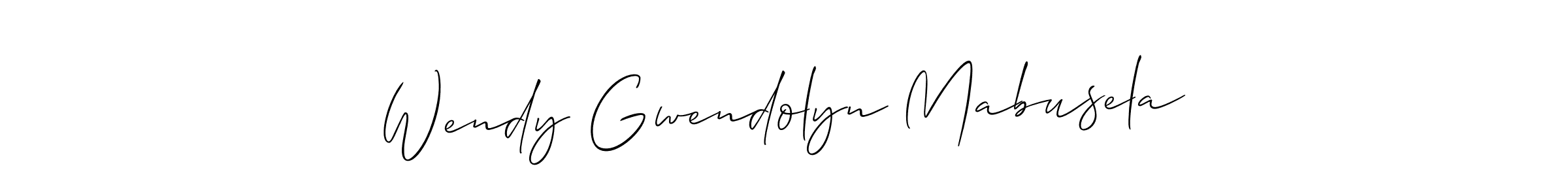 You should practise on your own different ways (Allison_Script) to write your name (Wendy Gwendolyn Mabusela) in signature. don't let someone else do it for you. Wendy Gwendolyn Mabusela signature style 2 images and pictures png