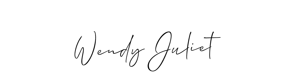 The best way (Allison_Script) to make a short signature is to pick only two or three words in your name. The name Wendy Juliet include a total of six letters. For converting this name. Wendy Juliet signature style 2 images and pictures png