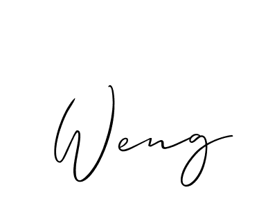 Use a signature maker to create a handwritten signature online. With this signature software, you can design (Allison_Script) your own signature for name Weng. Weng signature style 2 images and pictures png