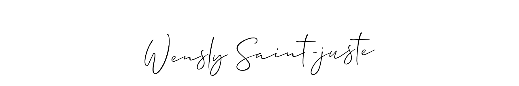 The best way (Allison_Script) to make a short signature is to pick only two or three words in your name. The name Wensly Saint-juste include a total of six letters. For converting this name. Wensly Saint-juste signature style 2 images and pictures png