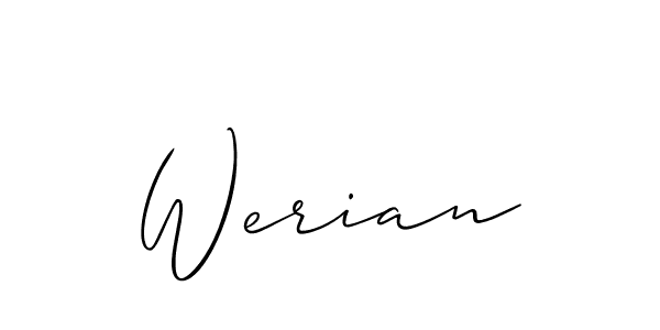 It looks lik you need a new signature style for name Werian. Design unique handwritten (Allison_Script) signature with our free signature maker in just a few clicks. Werian signature style 2 images and pictures png