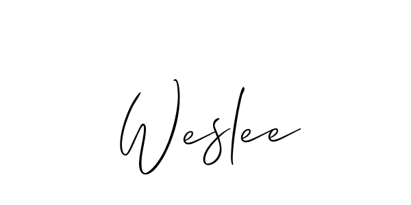 Make a beautiful signature design for name Weslee. With this signature (Allison_Script) style, you can create a handwritten signature for free. Weslee signature style 2 images and pictures png
