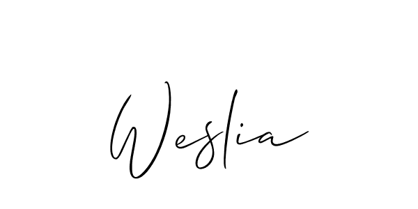 How to make Weslia signature? Allison_Script is a professional autograph style. Create handwritten signature for Weslia name. Weslia signature style 2 images and pictures png