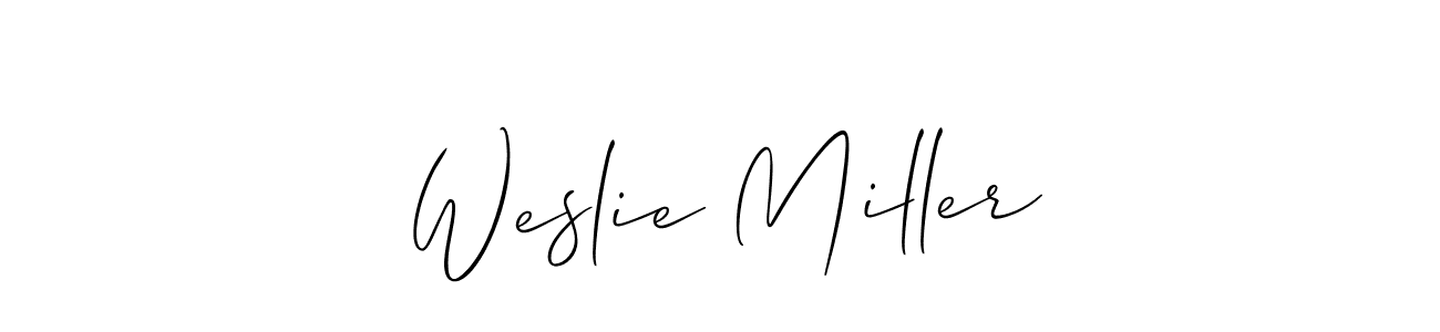 How to make Weslie Miller name signature. Use Allison_Script style for creating short signs online. This is the latest handwritten sign. Weslie Miller signature style 2 images and pictures png
