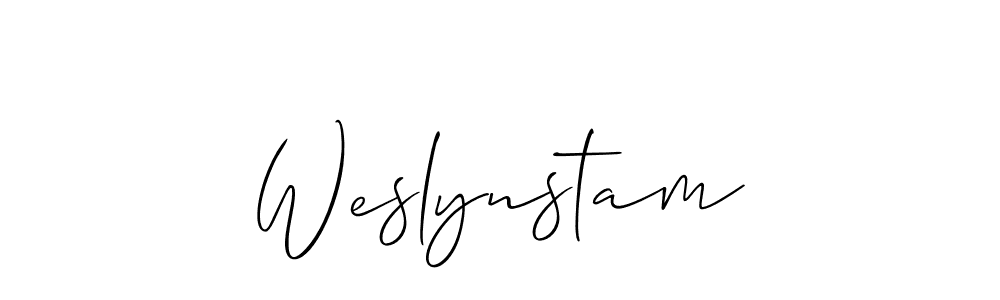 How to make Weslynstam name signature. Use Allison_Script style for creating short signs online. This is the latest handwritten sign. Weslynstam signature style 2 images and pictures png