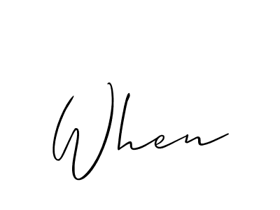 Make a beautiful signature design for name When. With this signature (Allison_Script) style, you can create a handwritten signature for free. When signature style 2 images and pictures png