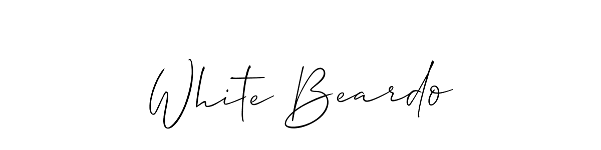 The best way (Allison_Script) to make a short signature is to pick only two or three words in your name. The name White Beardo include a total of six letters. For converting this name. White Beardo signature style 2 images and pictures png