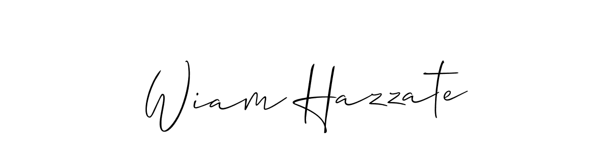 The best way (Allison_Script) to make a short signature is to pick only two or three words in your name. The name Wiam Hazzate include a total of six letters. For converting this name. Wiam Hazzate signature style 2 images and pictures png