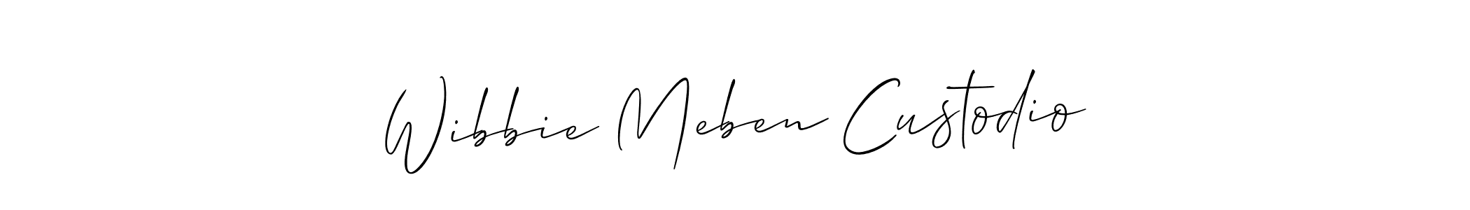 Make a short Wibbie Meben Custodio signature style. Manage your documents anywhere anytime using Allison_Script. Create and add eSignatures, submit forms, share and send files easily. Wibbie Meben Custodio signature style 2 images and pictures png