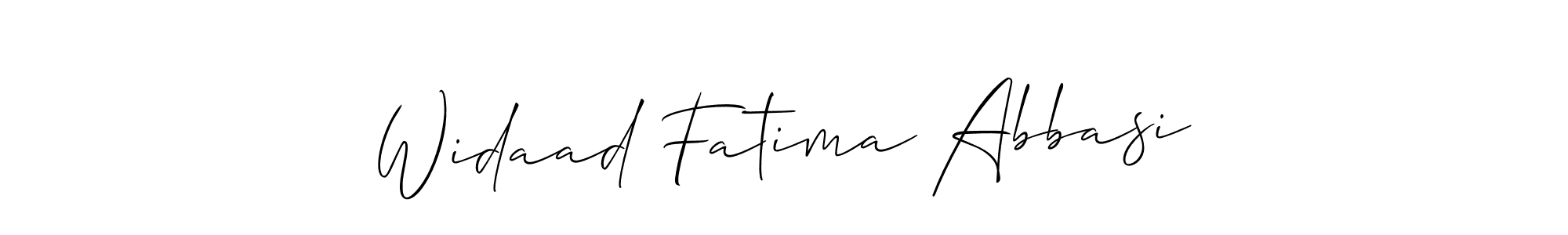How to make Widaad Fatima Abbasi name signature. Use Allison_Script style for creating short signs online. This is the latest handwritten sign. Widaad Fatima Abbasi signature style 2 images and pictures png