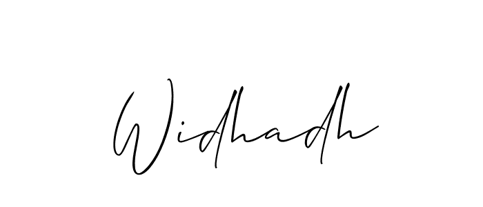 Use a signature maker to create a handwritten signature online. With this signature software, you can design (Allison_Script) your own signature for name Widhadh. Widhadh signature style 2 images and pictures png