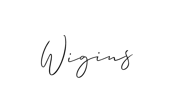 Use a signature maker to create a handwritten signature online. With this signature software, you can design (Allison_Script) your own signature for name Wigins. Wigins signature style 2 images and pictures png