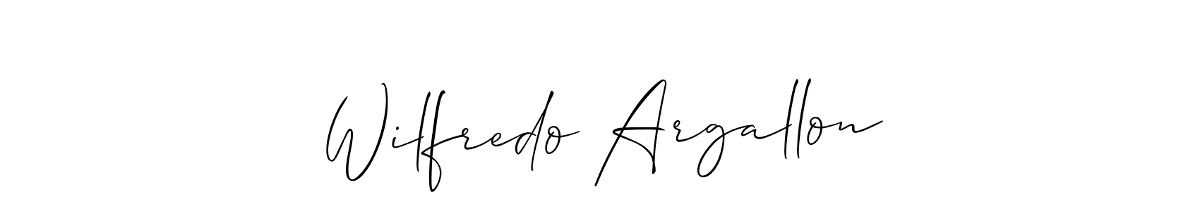 Also You can easily find your signature by using the search form. We will create Wilfredo Argallon name handwritten signature images for you free of cost using Allison_Script sign style. Wilfredo Argallon signature style 2 images and pictures png