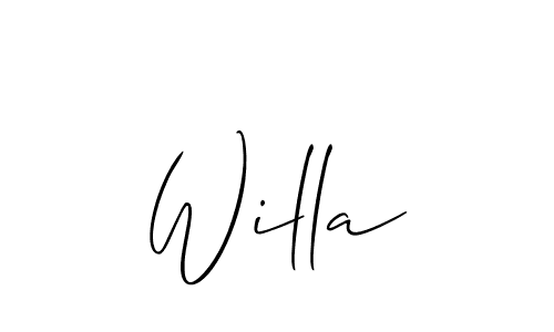 Make a short Willa signature style. Manage your documents anywhere anytime using Allison_Script. Create and add eSignatures, submit forms, share and send files easily. Willa signature style 2 images and pictures png
