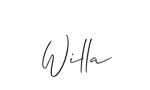 It looks lik you need a new signature style for name Willa. Design unique handwritten (Allison_Script) signature with our free signature maker in just a few clicks. Willa signature style 2 images and pictures png