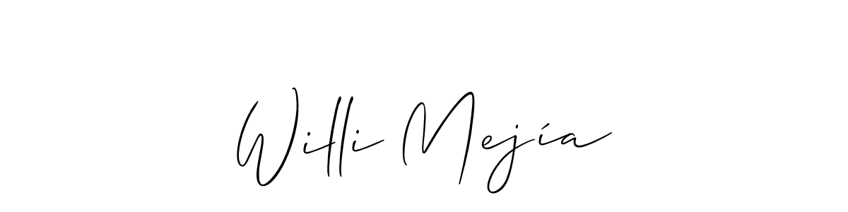 Create a beautiful signature design for name Willi Mejía. With this signature (Allison_Script) fonts, you can make a handwritten signature for free. Willi Mejía signature style 2 images and pictures png