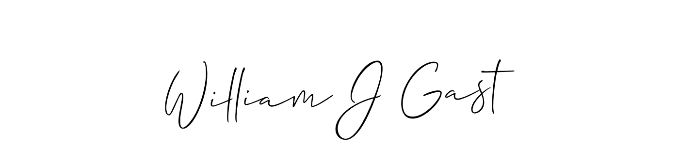 How to make William J Gast name signature. Use Allison_Script style for creating short signs online. This is the latest handwritten sign. William J Gast signature style 2 images and pictures png