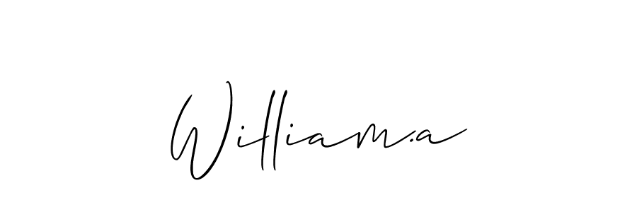 Similarly Allison_Script is the best handwritten signature design. Signature creator online .You can use it as an online autograph creator for name William.a. William.a signature style 2 images and pictures png