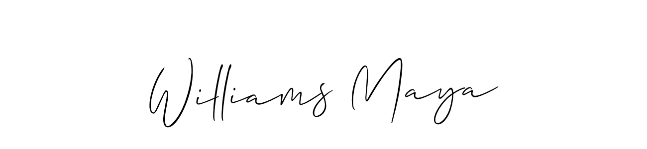 Use a signature maker to create a handwritten signature online. With this signature software, you can design (Allison_Script) your own signature for name Williams Maya. Williams Maya signature style 2 images and pictures png