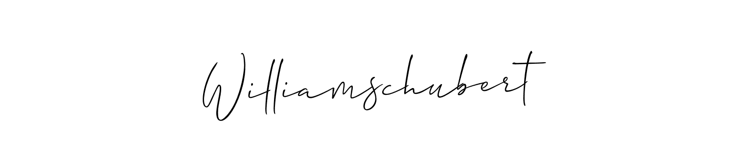 How to Draw Williamschubert signature style? Allison_Script is a latest design signature styles for name Williamschubert. Williamschubert signature style 2 images and pictures png