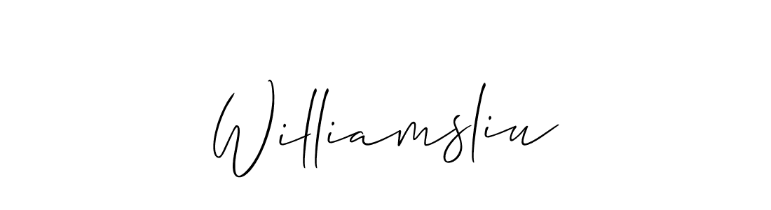 How to make Williamsliu name signature. Use Allison_Script style for creating short signs online. This is the latest handwritten sign. Williamsliu signature style 2 images and pictures png