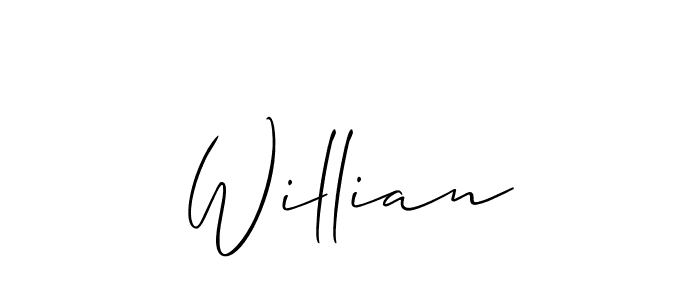 How to make Willian signature? Allison_Script is a professional autograph style. Create handwritten signature for Willian name. Willian signature style 2 images and pictures png