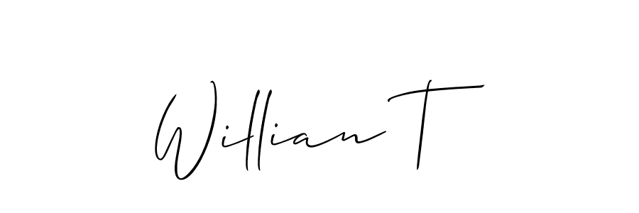 Willian T stylish signature style. Best Handwritten Sign (Allison_Script) for my name. Handwritten Signature Collection Ideas for my name Willian T. Willian T signature style 2 images and pictures png